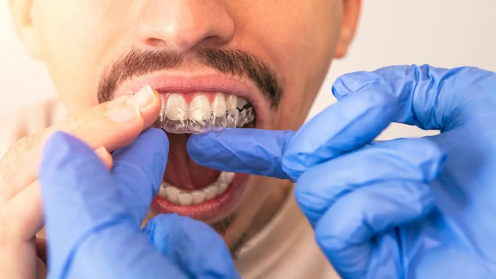 Adult patient wearing Invisalign near Bedford NY